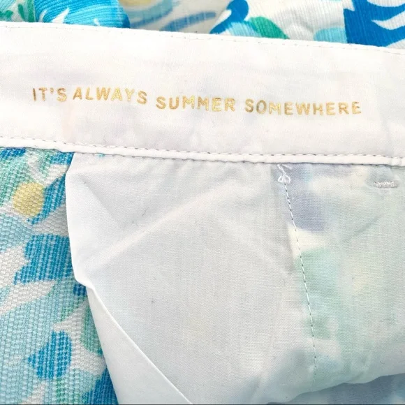 Lilly Pulitzer The Buttercup Scallop Hem Short Size 00 Blue White Yellow - Picture 8 of 11